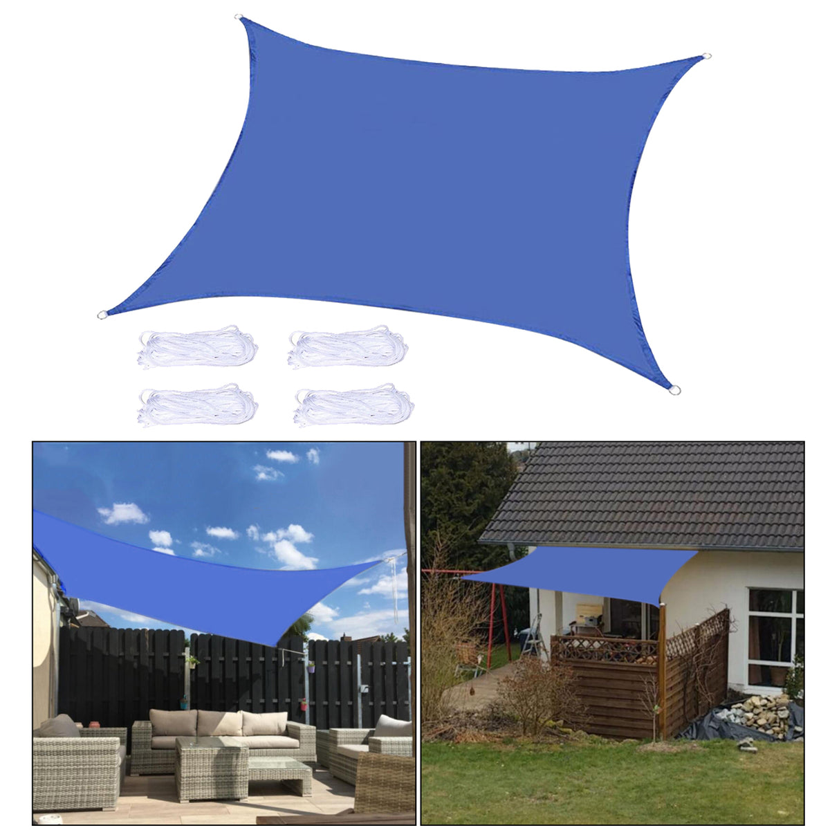 Blue Rectangle Sunscreen Awning Tarp V780849