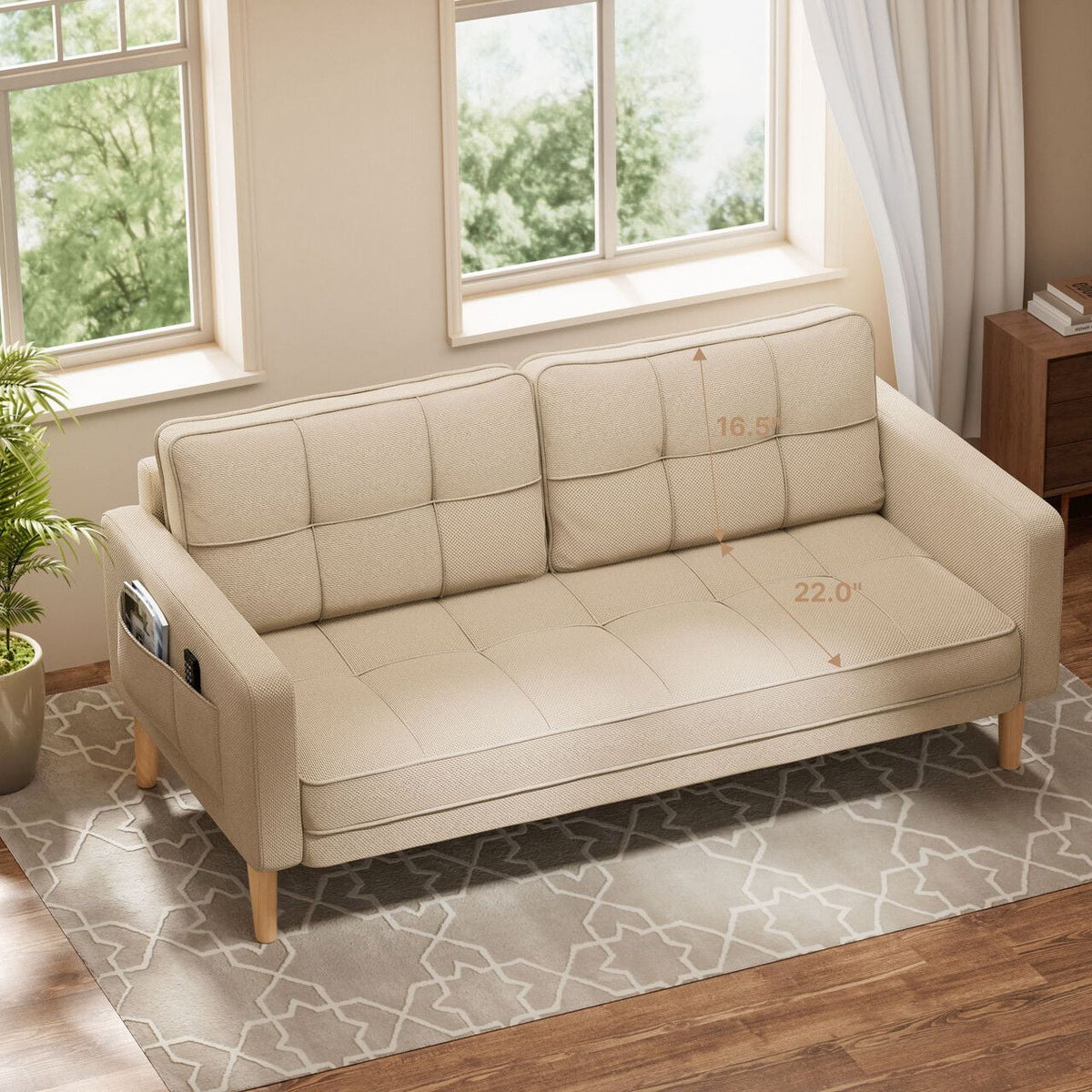 Gray Sofa with Storage Pockets X40973