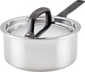 5-Ply Clad Polished Stainless Steel Saucepan with Lid, 3 Quart W976274