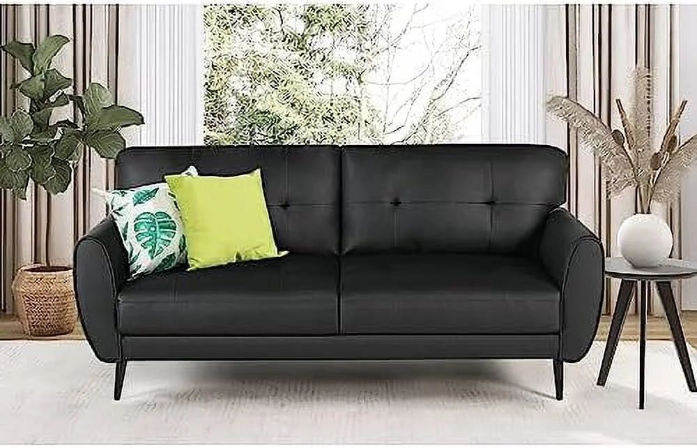 White Tufted Leather Loveseat Sofa M1293