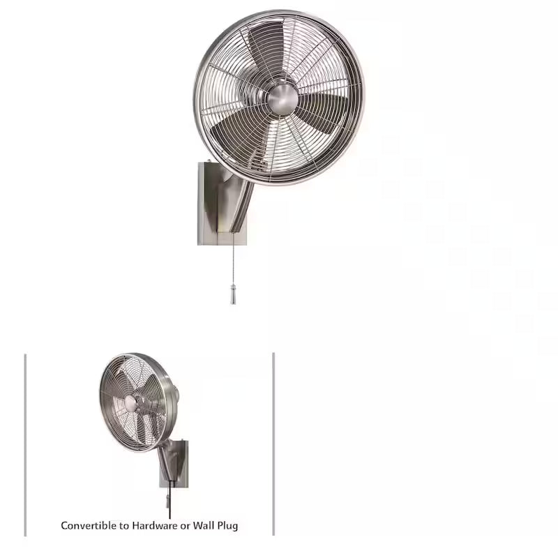 15 in. Indoor/Outdoor Brushed Nickel Wall Mount Fan Y663290