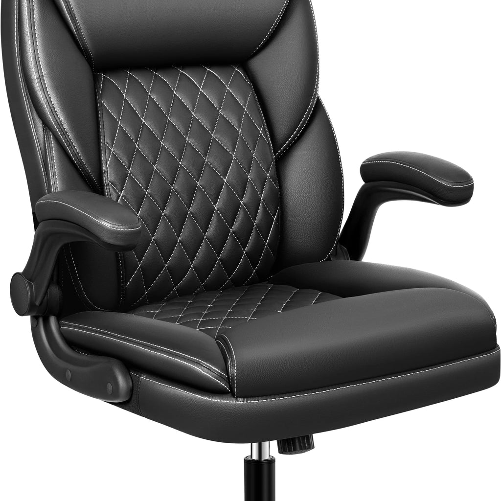 Leather Ergonomic Office Chair with Flip-Up Arms D56122