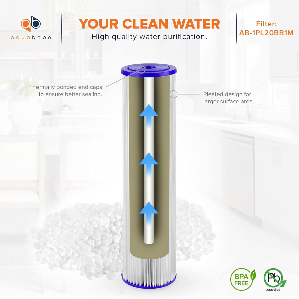 1 Micron 20 Pleated Sediment Water Filter Cartridge 2-Pack Q48559