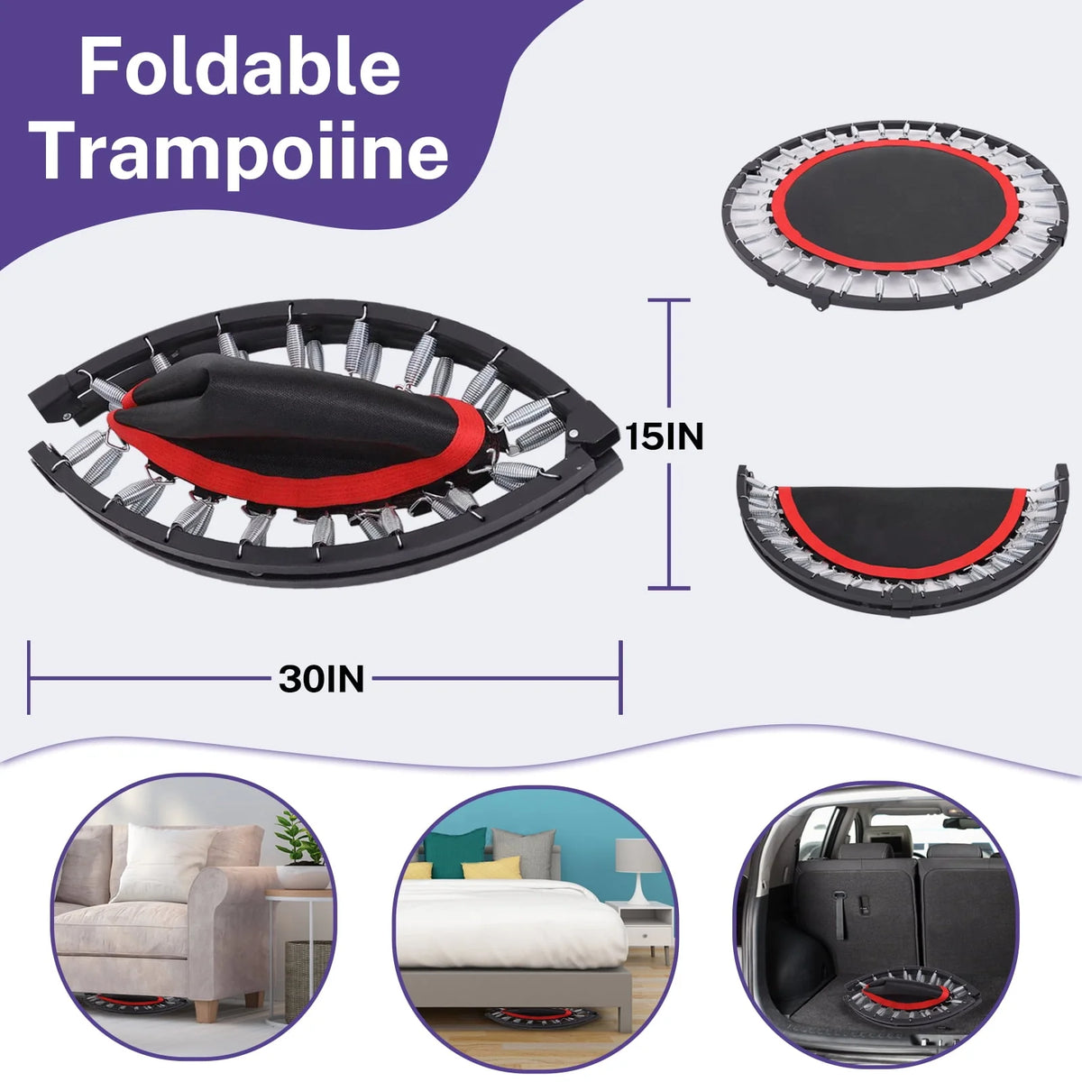 40 Fitness Mini Trampoline with Adjustable Handle Z6294