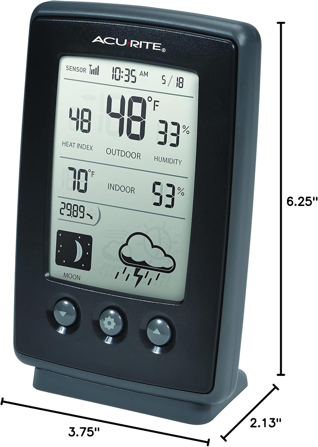 Black Digital Weather Forecaster with Indoor/Outdoor Temperature and Humidity V63917