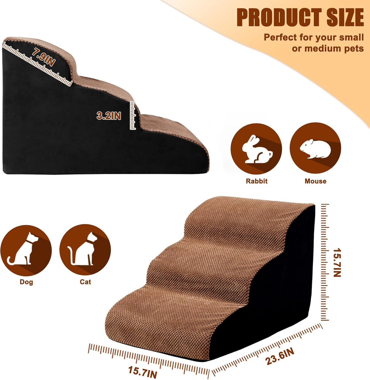 3 Tiers Foam Dog Ramps Non-Slip Pet Step S4177
