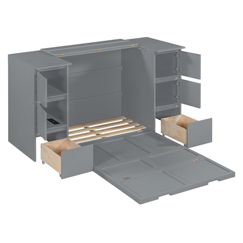Full Size Murphy Bed with Storage and Drawers Z681283