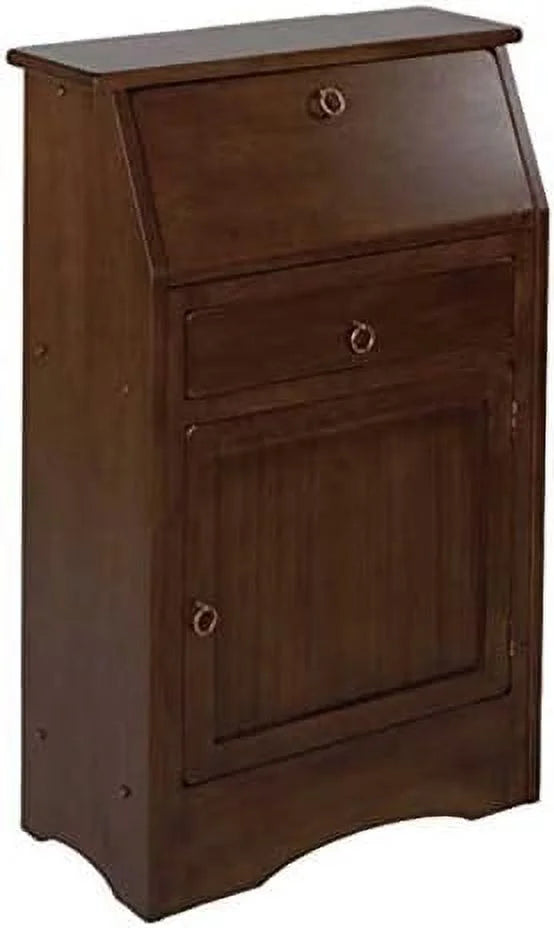 Walnut Finish Secretary Desk with Cabinet Door and Shelves B689606