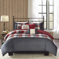6 Piece Herringbone Duvet Cover Set Red King/Cal King R994459