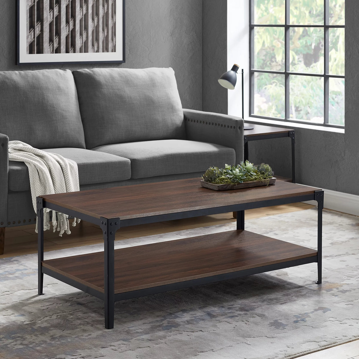 Rustic Dark Walnut Coffee Table A154