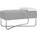 Light Gray Linen Fabric Bench with Chromed Base and White Tray D8783