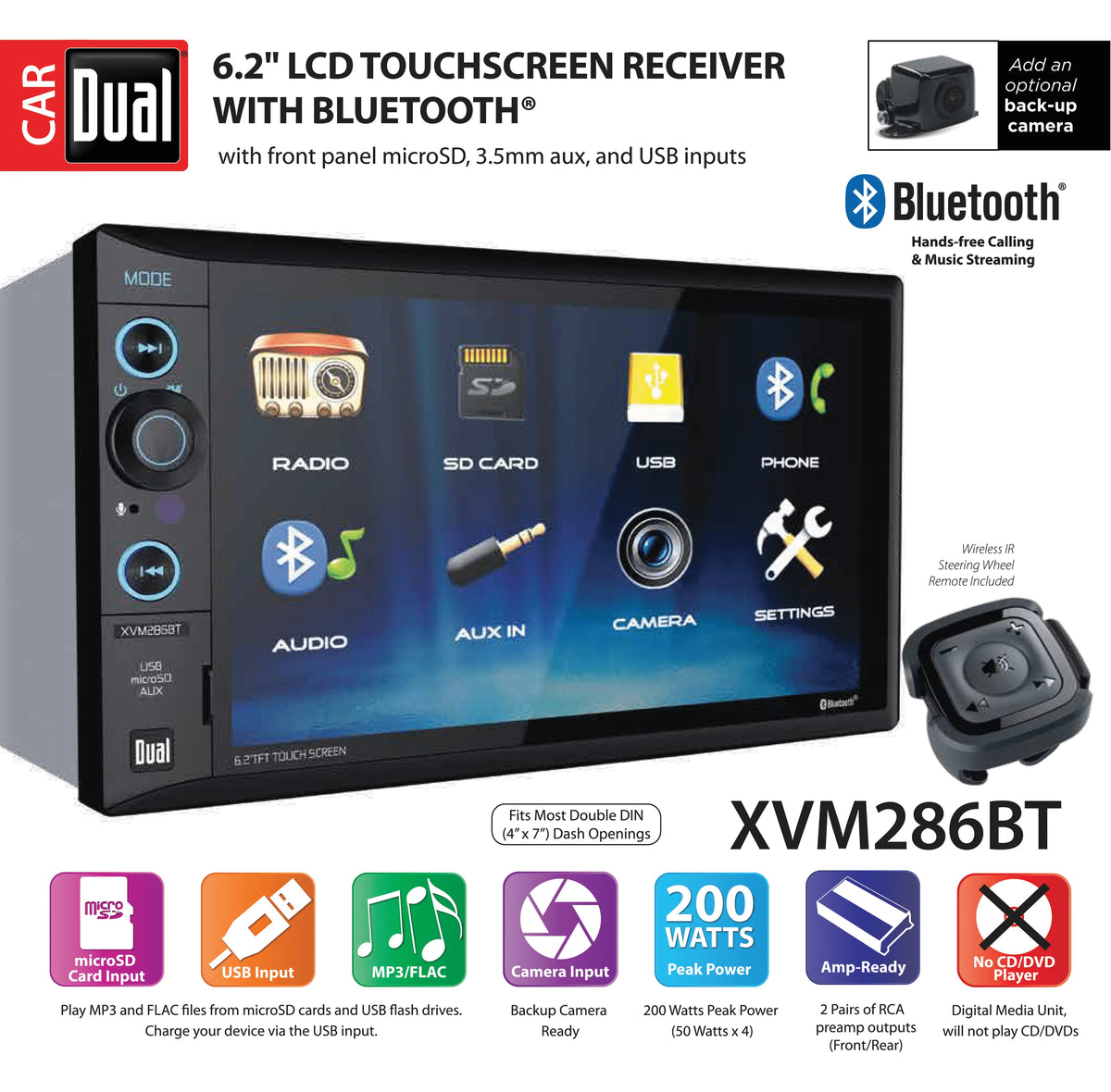 6.2 inch Double DIN Car Stereo J449