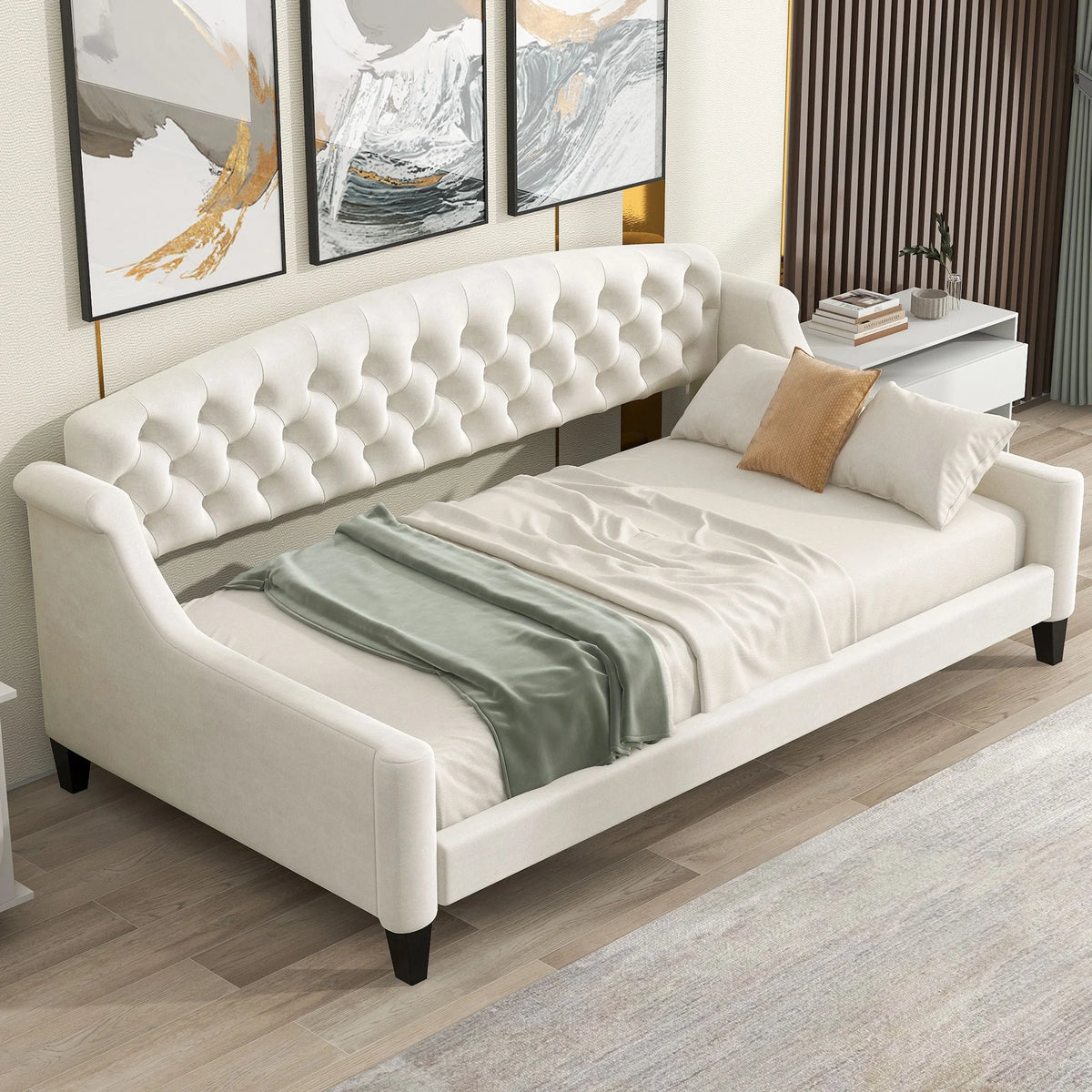 Twin Size Tufted Wood Daybed S847