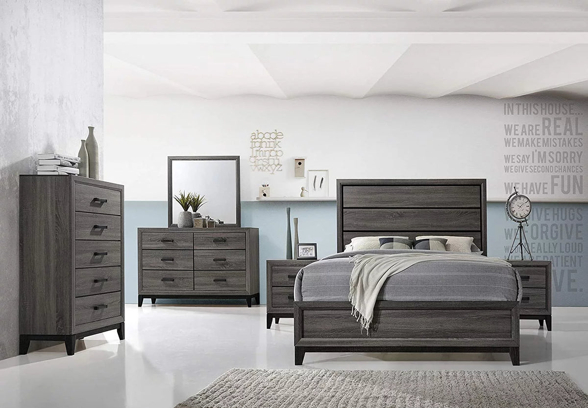 Gray Wooden Bed King Size E4218
