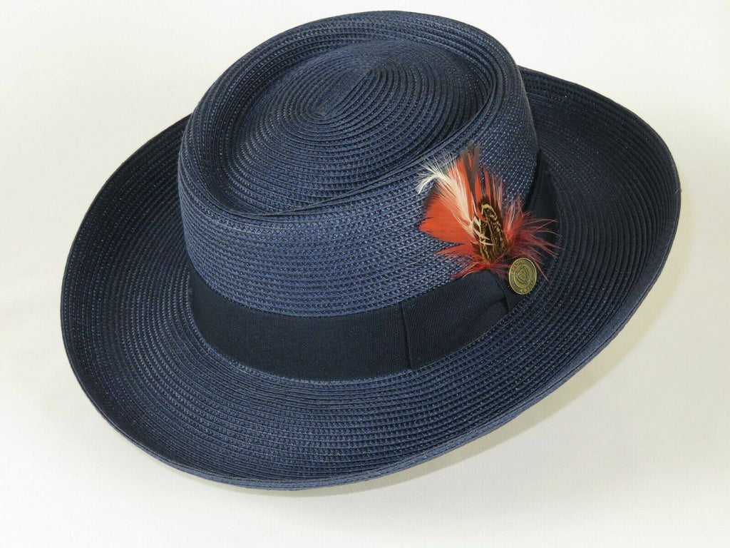 Navy Blue Straw Hat J3864