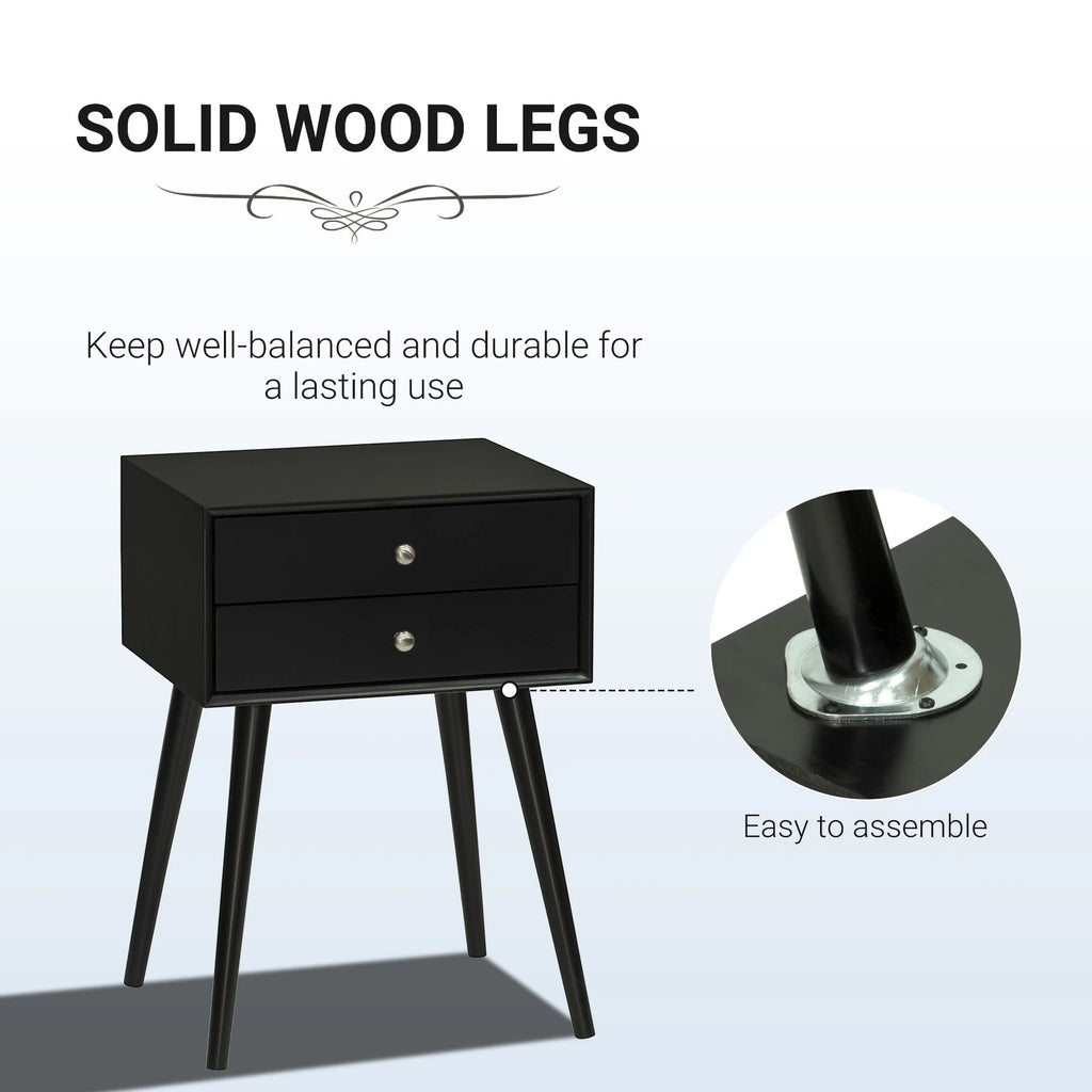 Black Side Table with 2 Pull Out Drawers G1134