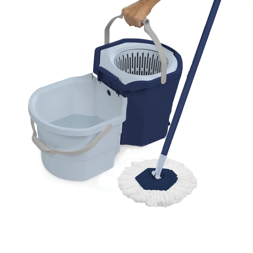 Blue/White Microfiber Spin Mop with 2-Bucket System M536