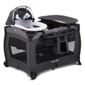 Grey Foldable Playpen with Bassinet, Mattress, Changing Table K274712