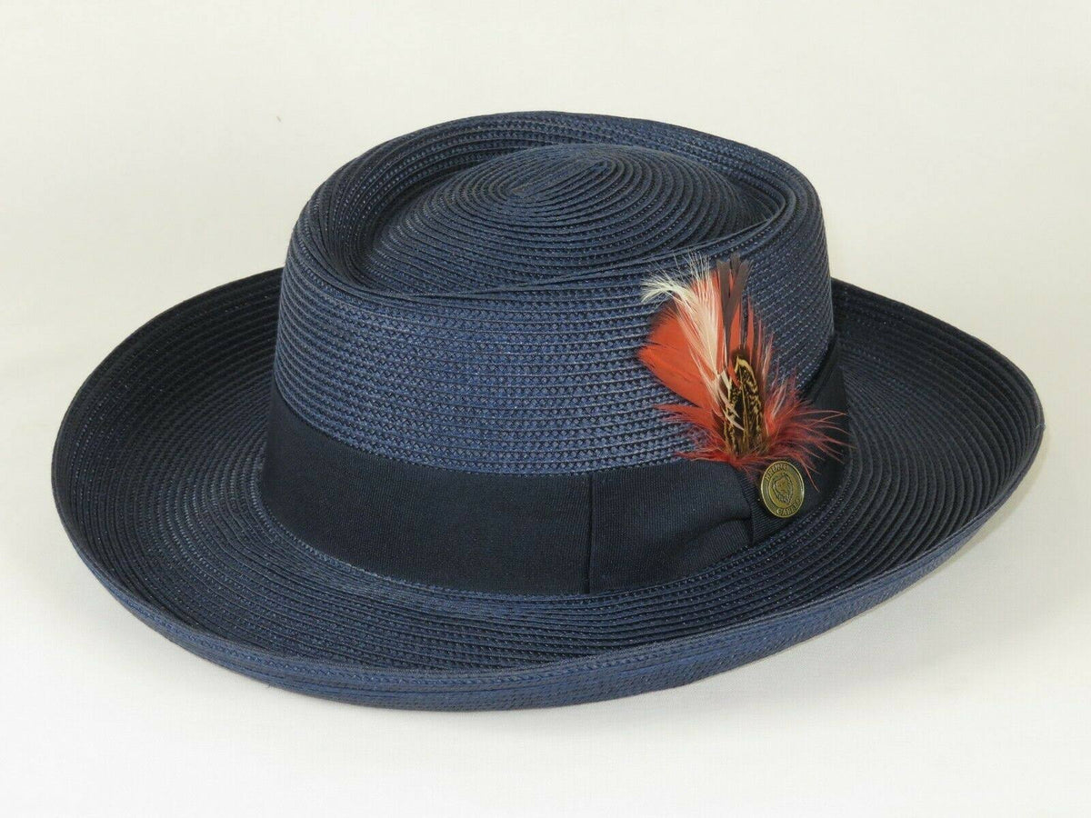 Navy Blue Straw Hat J3864
