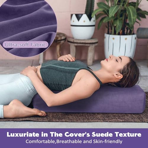 Rectangular Yoga Bolster Pillow with Washable Suede Cover, 27"X10"X5.5" W37997
