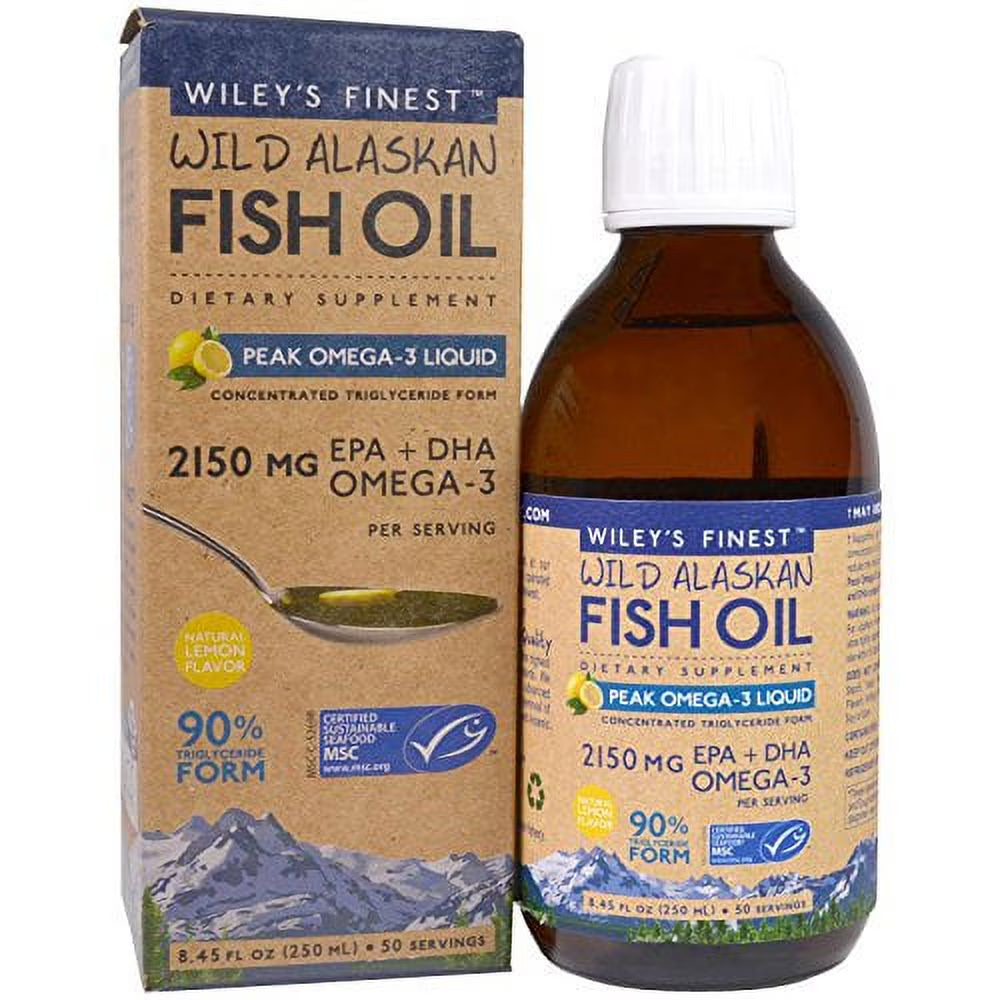 Wild Alaskan Fish Oil Liquid 2150mg EPA + DHA Omega-3 Supplement 50 Servings K78868