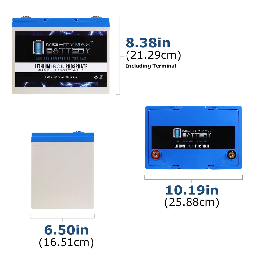 12V 75AH Lithium Replacement Battery 3 Pack W346