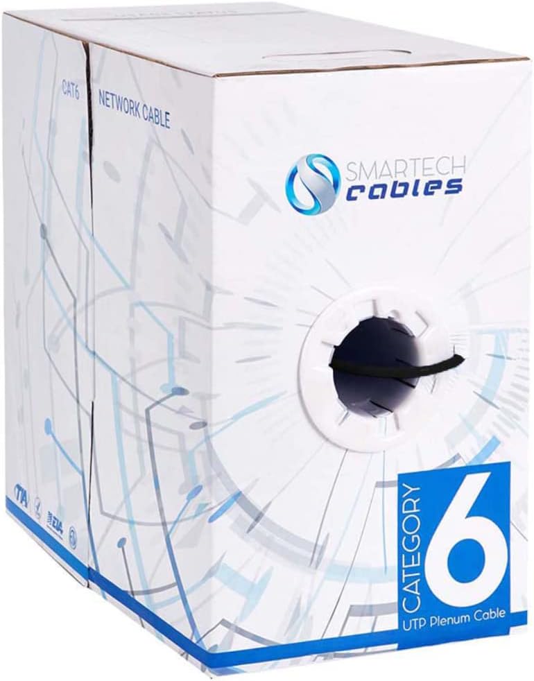 CAT6 Plenum 1000ft Bulk Ethernet Cable White T1600