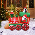 6.5FT Multi-Colored Christmas Penguins In The Train Inflatable X60166
