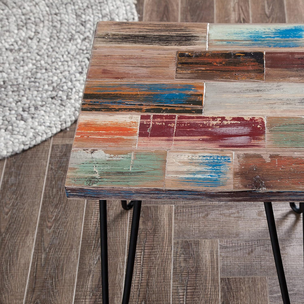 Reclaimed Wood End Table with Hairpin Legs X61975