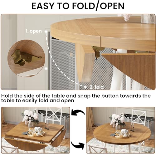 Round Dining Table Set for 4 with Drop Leaf C8856