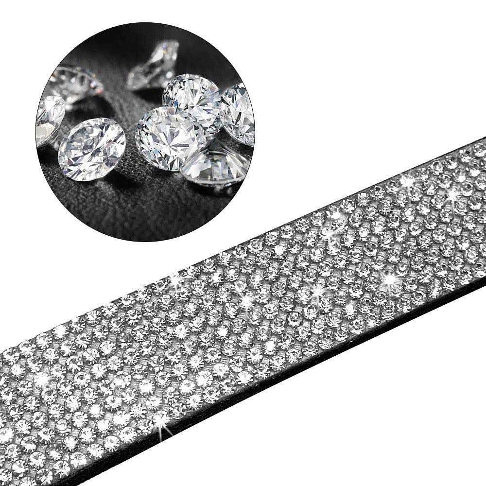 Rhinestone Soft Suede Leather Dog Cat Collar Q828635