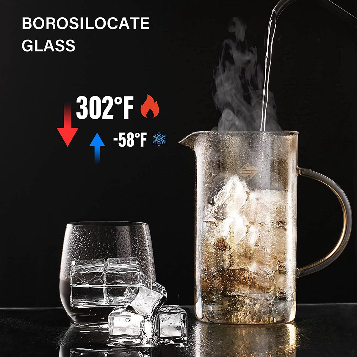 French Press Coffee & Milk Frother 34oz Heat Resistant Borosilicate Glass W523