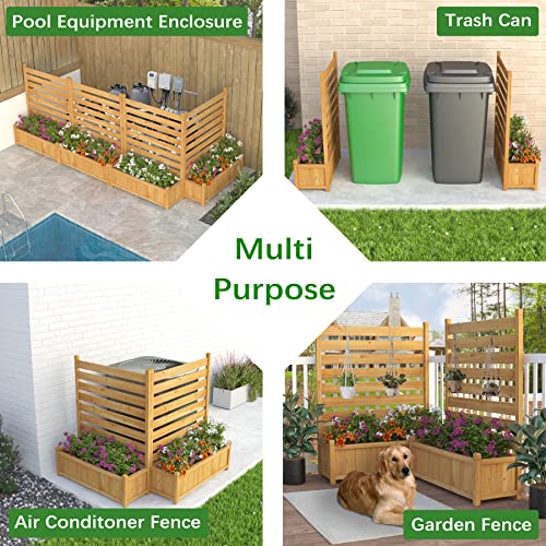 Wood Air Conditioner Fence with Planter Box I1557