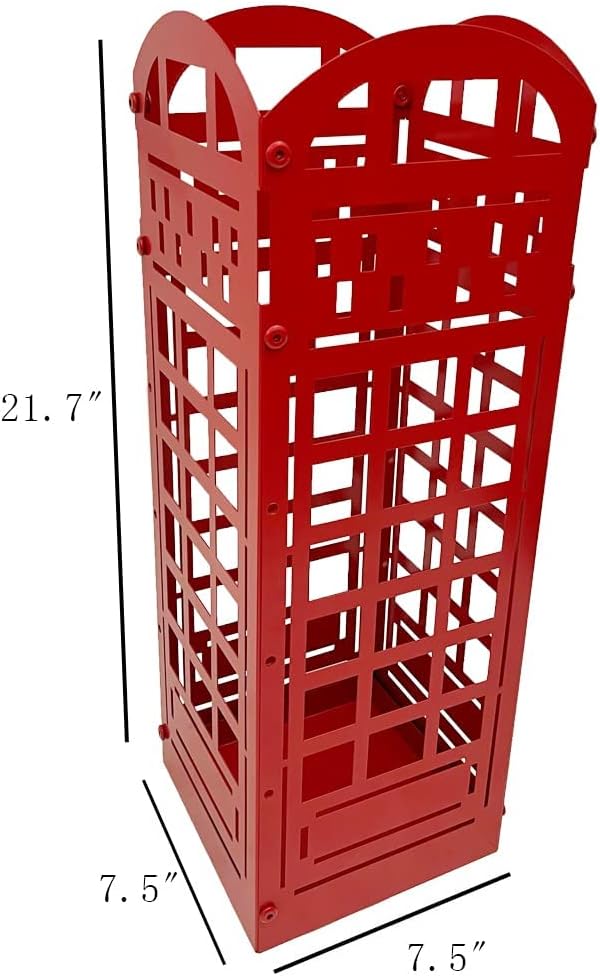 Red Metal Umbrella Stand Rack with Cane Holder K5390