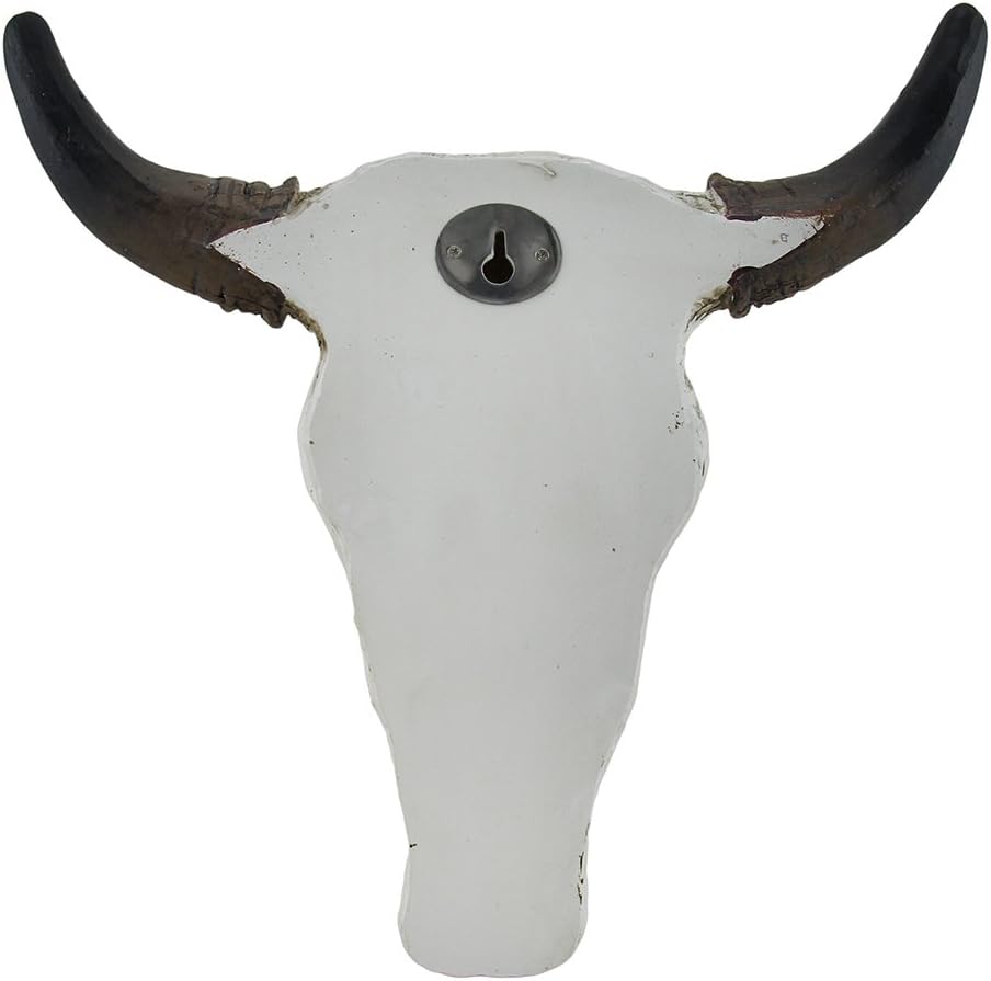 Carved White Bull Skull Wall Hanging Pack of 2 G2762