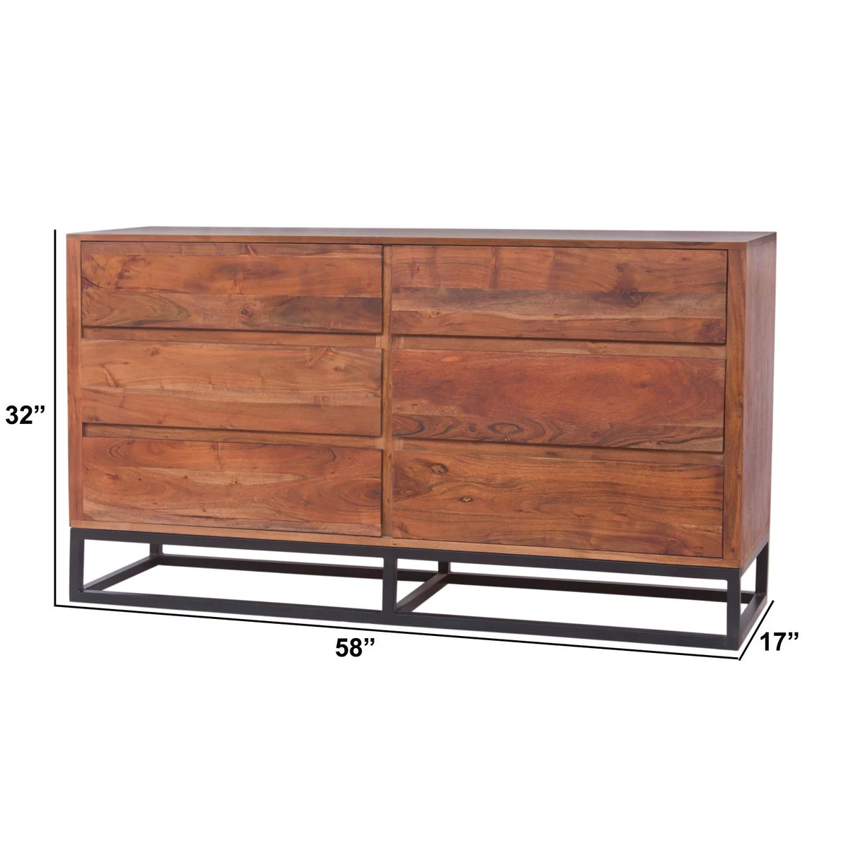 Acacia Wood Dresser or Display Unit Walnut Brown & Black V735241