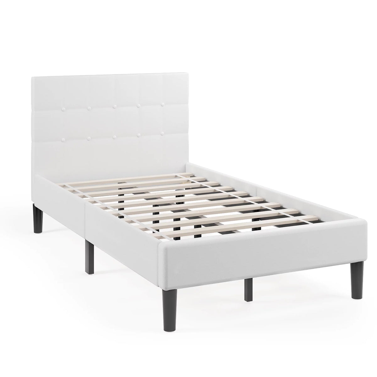 Beige Twin Upholstered Bed Frame Q14881
