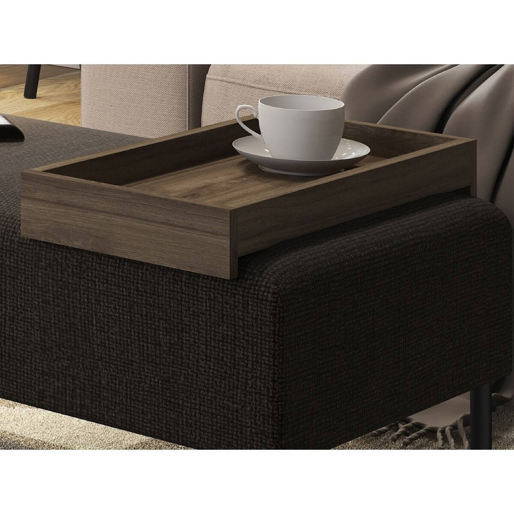 Light Gray Linen Fabric Bench with Chromed Base and White Tray D8783