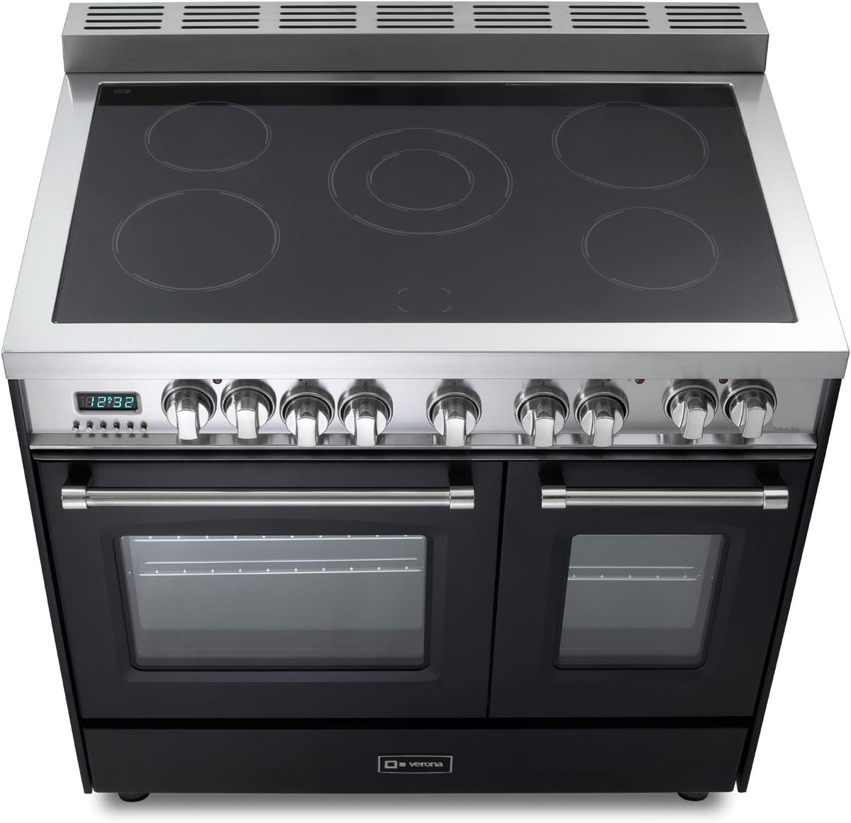 36 Inch All Electric Freestanding Range Double Oven Convection 5 Burners Matte Black V51478