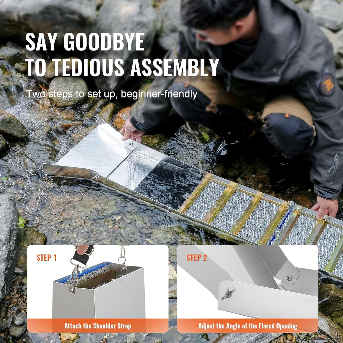 23 PCS Folding Aluminum Alloy Gold Sluice Box Kit B693