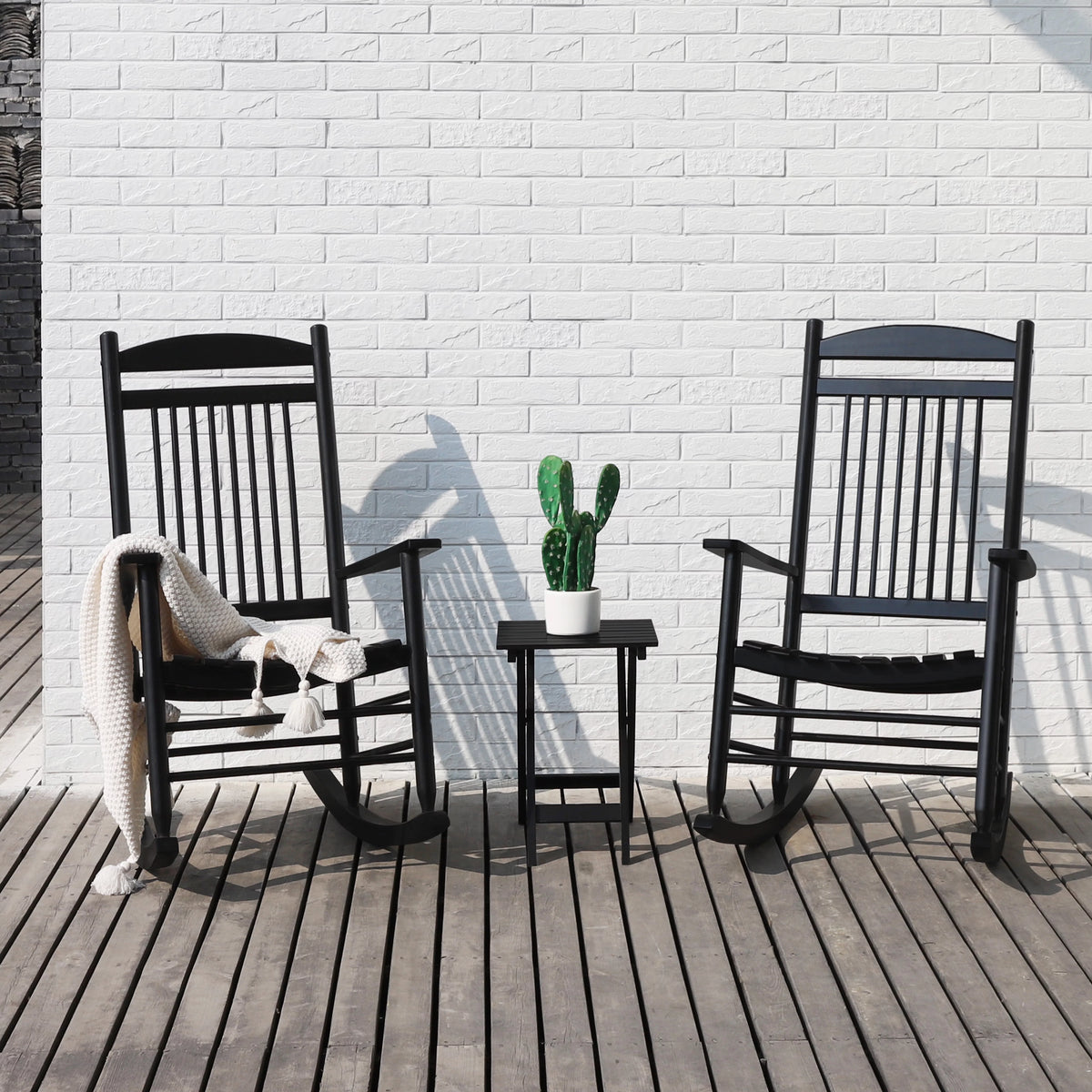 Black Wood Rocking Chair Set of 3 Z992784