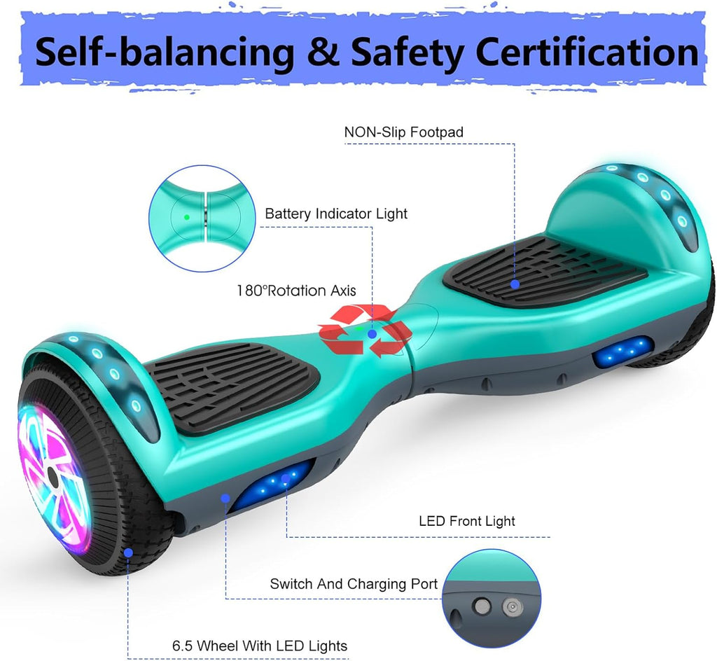 6.5" Self Balancing Scooter with Seat Attachment and Bluetooth LED Lights Z6269
