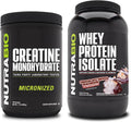 Unflavored Creatine Monohydrate and Chocolate Whey Protein Isolate Supplement Bundle X93569