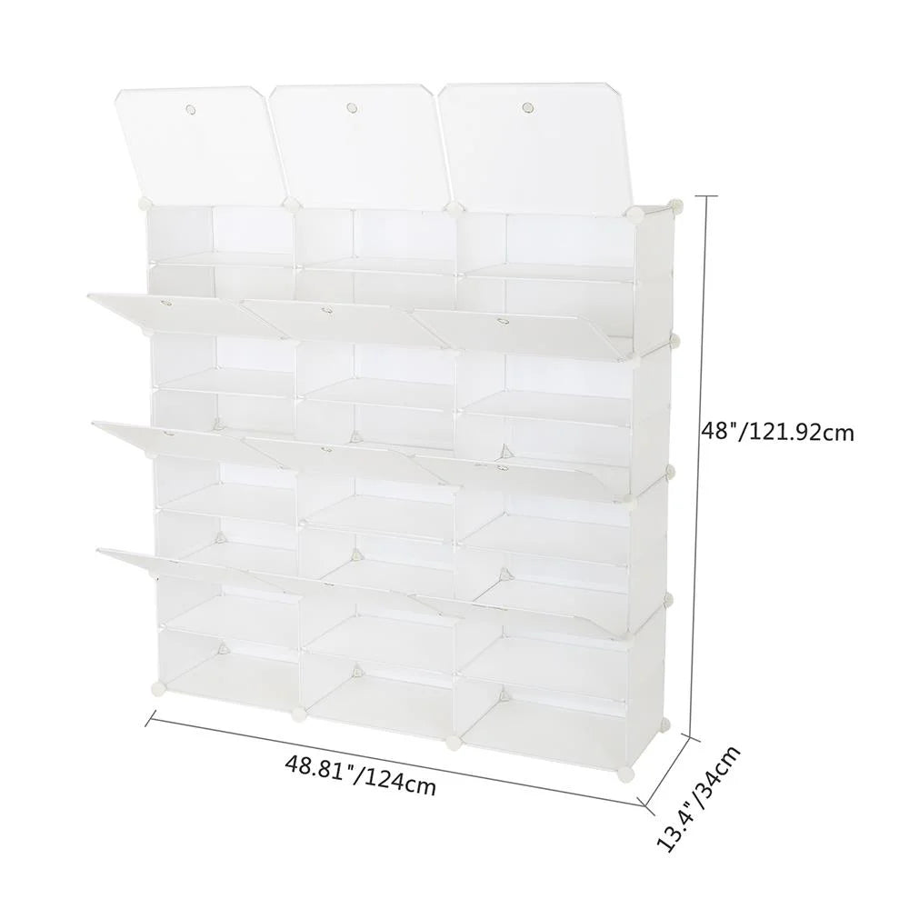 12 Cubes Stackable Shoe Storage Cabinet 8 Tiers White I15529
