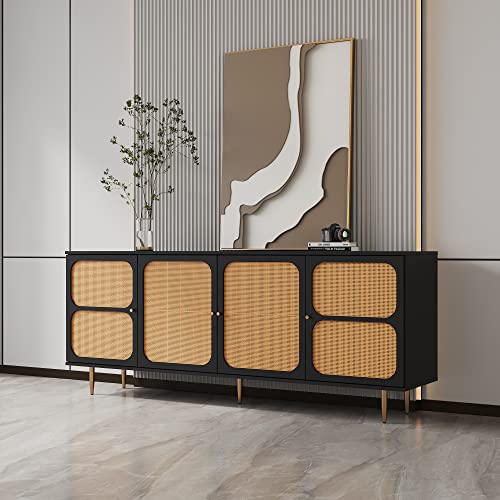 Rattan Sideboard Buffet Cabinet with Adjustable Shelf O51195