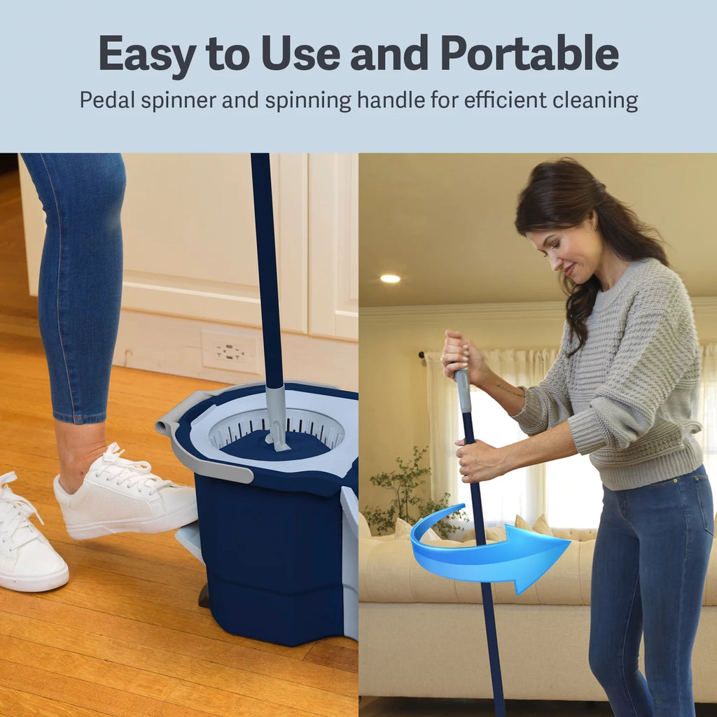 Blue/White Microfiber Spin Mop with 2-Bucket System M536