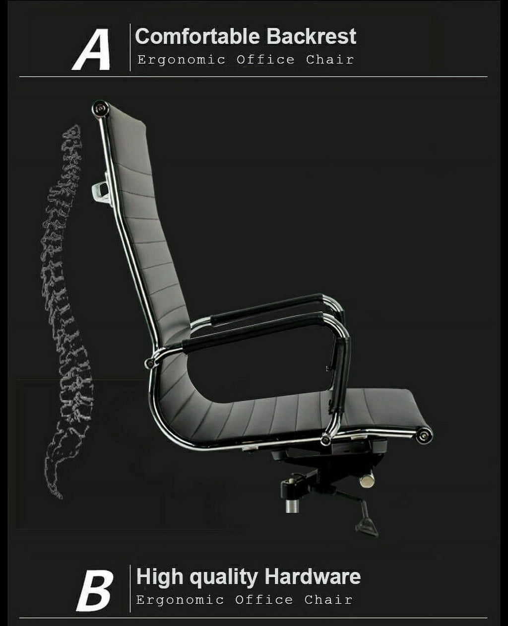 Black High-Back Leather Executive Office Chair U6682