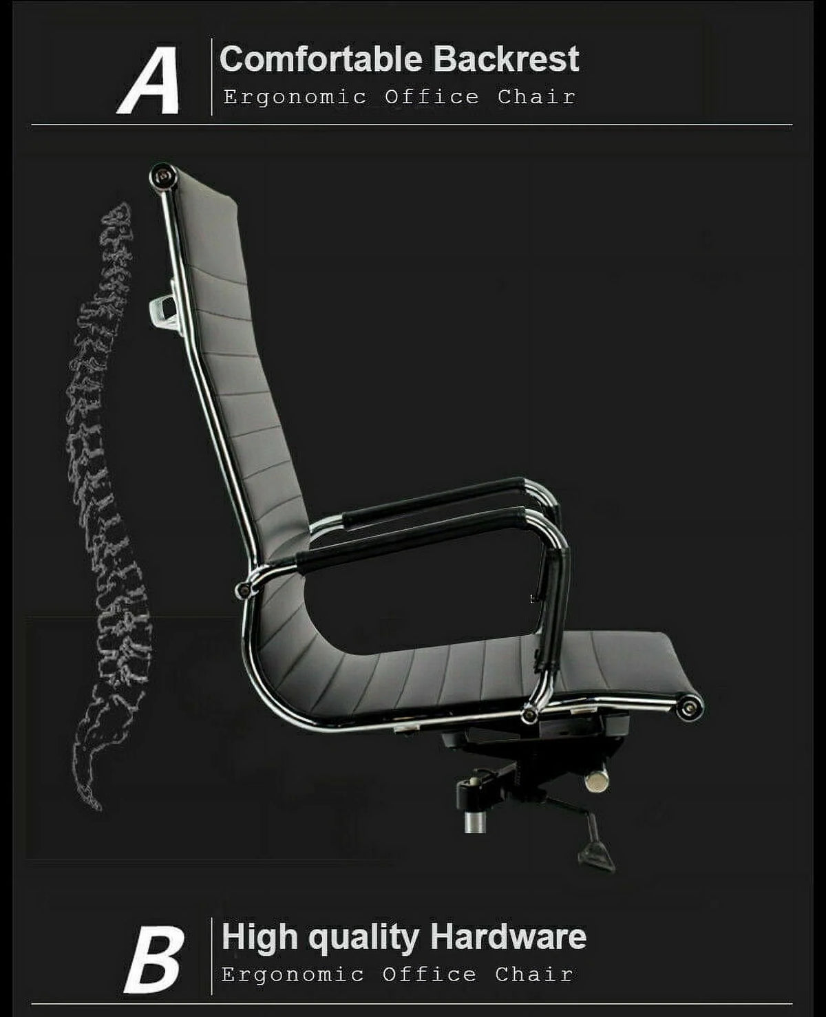 Black High-Back Leather Executive Office Chair U6682