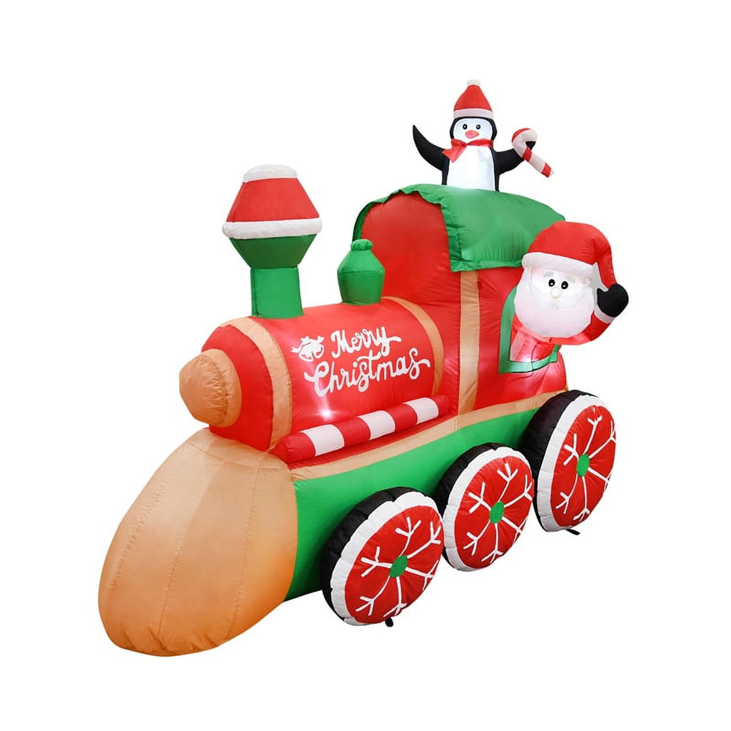 6.5FT Multi-Colored Christmas Penguins In The Train Inflatable X60166