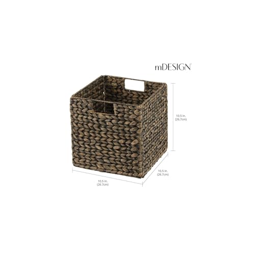 Black Wash Woven Hyacinth Cube Organizer Basket with Handles, 8 Pack S87708